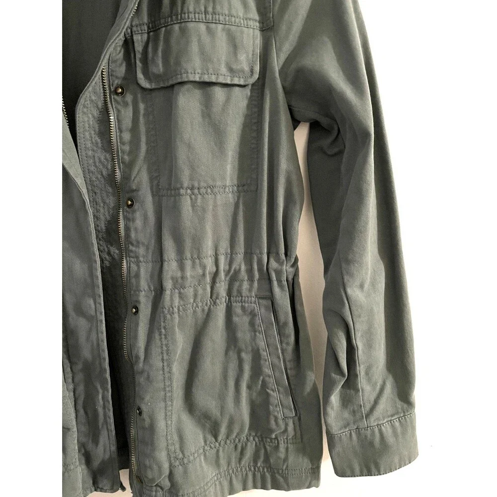 GAP Core Utility Jacket Military Anorak Full Zip Drawstring Waist Olive Green XS - Picture 7 of 15